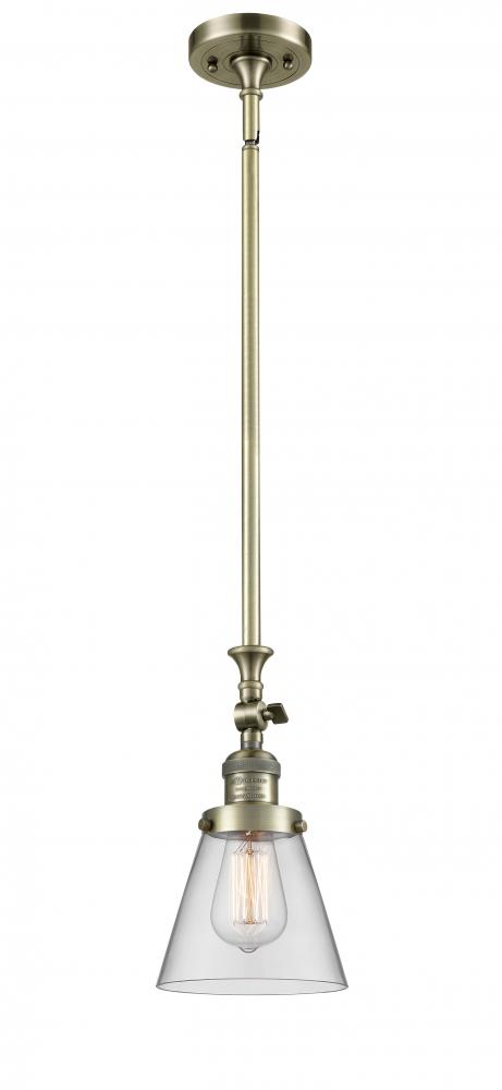 Cone - 1 Light - 6 inch - Antique Brass - Stem Hung - Mini Pendant