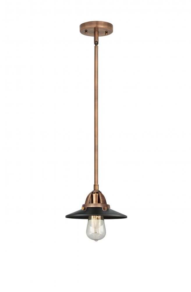 Railroad - 1 Light - 8 inch - Antique Copper - Cord hung - Mini Pendant