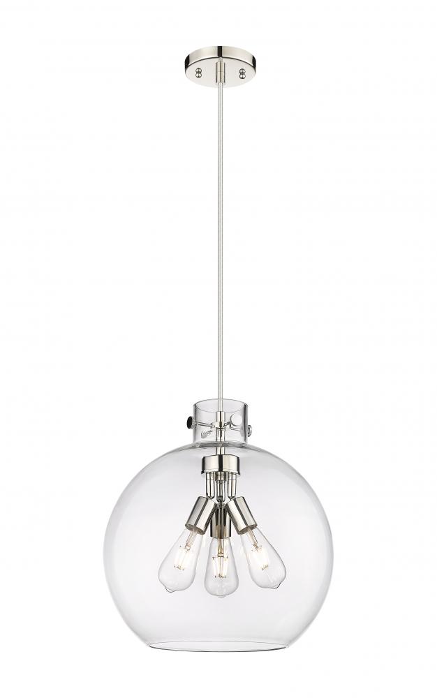 Newton Sphere - 3 Light - 16 inch - Polished Nickel - Cord hung - Pendant