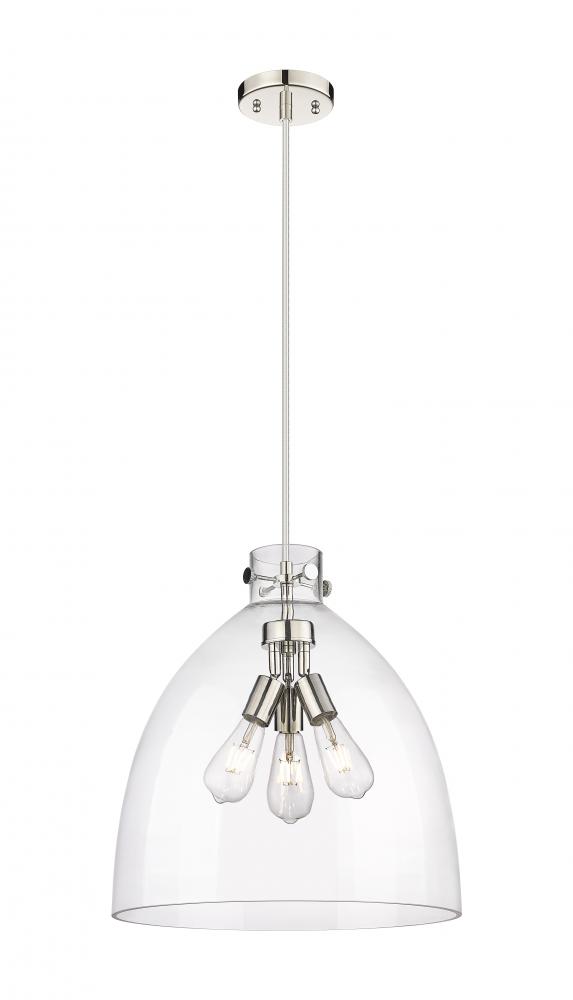 Newton Bell - 3 Light - 18 inch - Polished Nickel - Cord hung - Pendant