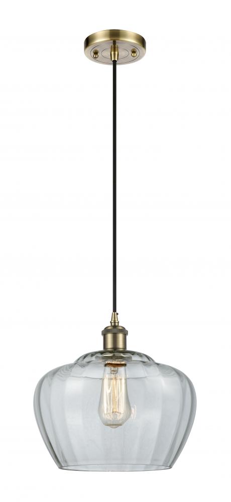 Fenton - 1 Light - 11 inch - Antique Brass - Cord hung - Mini Pendant