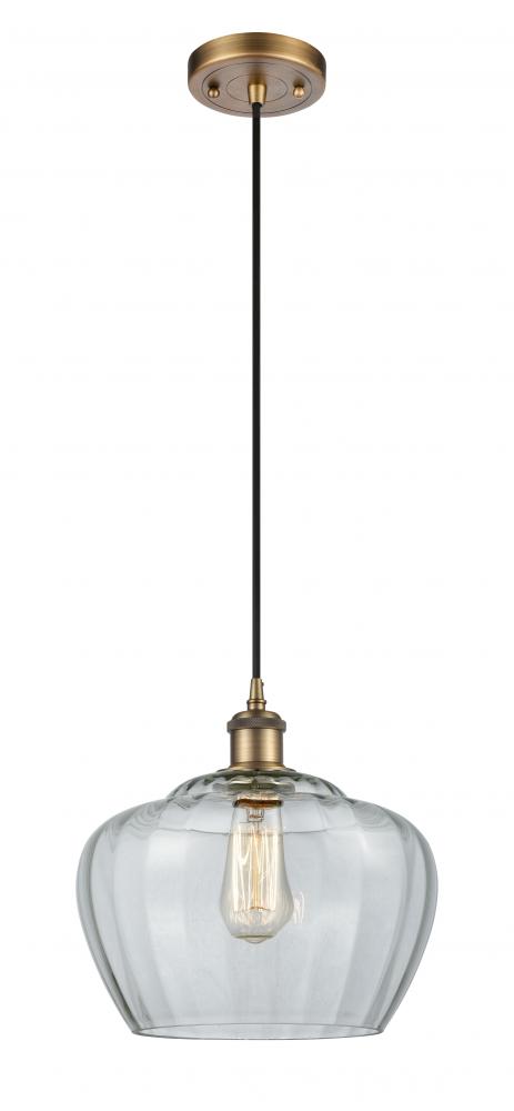 Fenton - 1 Light - 11 inch - Brushed Brass - Cord hung - Mini Pendant