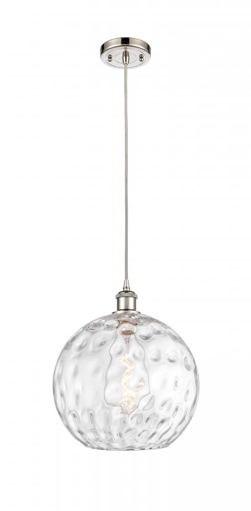 Athens Water Glass - 1 Light - 12 inch - Polished Nickel - Cord hung - Mini Pendant