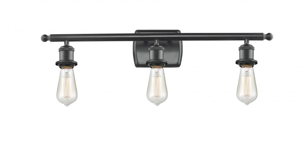 Bare Bulb - 3 Light - 26 inch - Matte Black - Bath Vanity Light