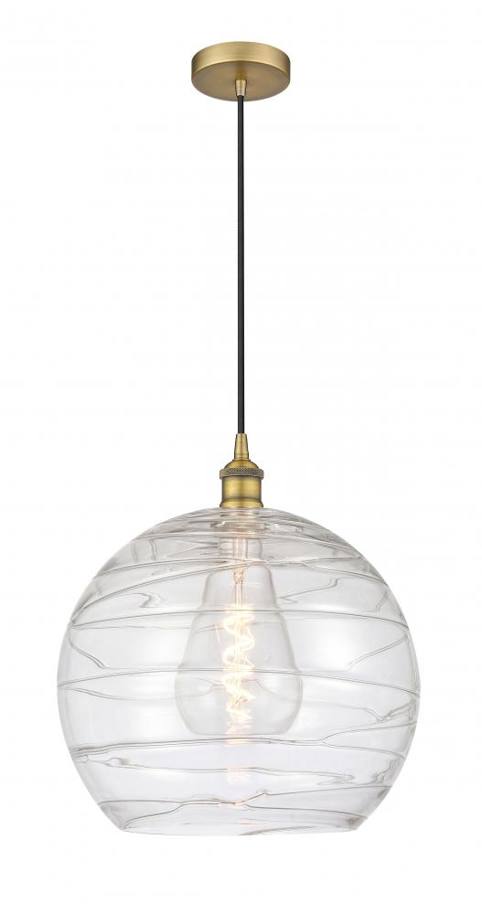 Athens Deco Swirl - 1 Light - 14 inch - Brushed Brass - Cord hung - Pendant