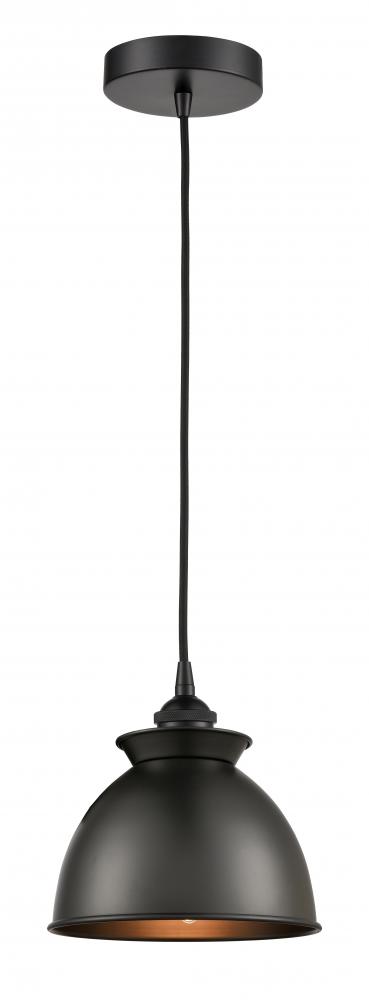 Adirondack - 1 Light - 8 inch - Matte Black - Cord hung - Mini Pendant