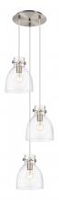  113-410-1PS-SN-G412-8CL - Newton Bell - 3 Light - 16 inch - Brushed Satin Nickel - Multi Pendant