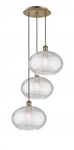  113B-3P-AB-G555-12CL - Ithaca - 3 Light - 19 inch - Antique Brass - Cord hung - Multi Pendant