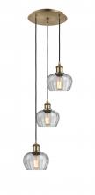  113B-3P-AB-G92 - Fenton - 3 Light - 13 inch - Antique Brass - Cord Hung - Multi Pendant