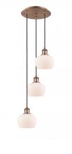  113B-3P-AC-G91 - Fenton - 3 Light - 13 inch - Antique Copper - Cord Hung - Multi Pendant