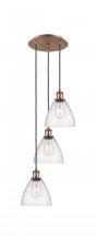  113B-3P-AC-GBD-754 - Bristol - 3 Light - 14 inch - Antique Copper - Cord Hung - Multi Pendant