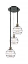  113B-3P-BAB-G556-8CL - Rochester - 3 Light - 15 inch - Black Antique Brass - Cord Hung - Multi Pendant