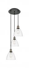  113B-3P-BAB-GBD-752 - Bristol - 3 Light - 14 inch - Black Antique Brass - Cord Hung - Multi Pendant