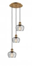  113B-3P-BB-G92 - Fenton - 3 Light - 13 inch - Brushed Brass - Cord Hung - Multi Pendant