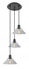  113B-3P-BK-G132 - Orwell - 3 Light - 15 inch - Matte Black - Cord Hung - Multi Pendant