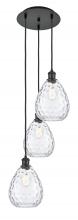  113B-3P-BK-G372 - Waverly - 3 Light - 15 inch - Matte Black - Cord Hung - Multi Pendant