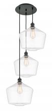  113B-3P-BK-G652-12 - Cindyrella - 3 Light - 19 inch - Matte Black - Cord Hung - Multi Pendant