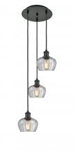  113B-3P-BK-G92 - Fenton - 3 Light - 13 inch - Matte Black - Cord Hung - Multi Pendant