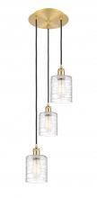  113B-3P-SG-G1113 - Cobbleskill - 3 Light - 12 inch - Satin Gold - Cord Hung - Multi Pendant