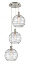  113B-3P-SN-G1213-10 - Athens Deco Swirl - 3 Light - 17 inch - Brushed Satin Nickel - Cord hung - Multi Pendant