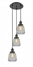  113F-3P-BK-G142 - Chatham - 3 Light - 14 inch - Matte Black - Cord hung - Multi Pendant