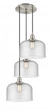  113F-3P-SN-G74-L - Cone - 3 Light - 18 inch - Brushed Satin Nickel - Cord hung - Multi Pendant