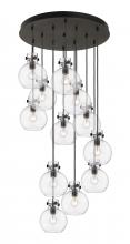  126-410-1PS-BK-G410-8CL - Newton Sphere - 12 Light - 27 inch - Matte Black - Multi Pendant