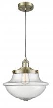  201C-AB-G544 - Oxford - 1 Light - 12 inch - Antique Brass - Cord hung - Mini Pendant