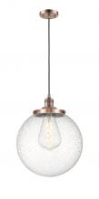  201C-AC-G204-14 - Beacon - 1 Light - 14 inch - Antique Copper - Cord hung - Mini Pendant