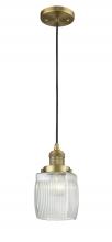  201C-BB-G302 - Colton - 1 Light - 6 inch - Brushed Brass - Cord hung - Mini Pendant