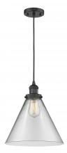  201C-BK-G42-L - Cone - 1 Light - 12 inch - Matte Black - Cord hung - Mini Pendant