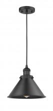  201C-BK-M10-BK - Briarcliff - 1 Light - 10 inch - Matte Black - Cord hung - Mini Pendant