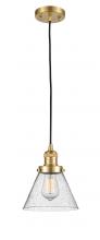  201C-SG-G44 - Cone - 1 Light - 8 inch - Satin Gold - Cord hung - Mini Pendant