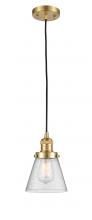  201C-SG-G64 - Cone - 1 Light - 6 inch - Satin Gold - Cord hung - Mini Pendant