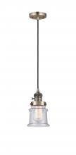  201CSW-AB-G184S - Canton - 1 Light - 5 inch - Antique Brass - Cord hung - Mini Pendant