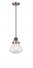  201CSW-AC-G324 - Olean - 1 Light - 7 inch - Antique Copper - Cord hung - Mini Pendant