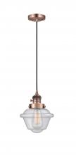  201CSW-AC-G534 - Oxford - 1 Light - 7 inch - Antique Copper - Cord hung - Mini Pendant