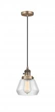  201CSW-BB-G172 - Fulton - 1 Light - 7 inch - Brushed Brass - Cord hung - Mini Pendant