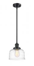  201S-BK-G713 - Bell - 1 Light - 8 inch - Matte Black - Stem Hung - Mini Pendant