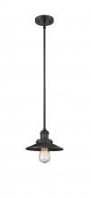  201S-BK-M6 - Railroad - 1 Light - 8 inch - Matte Black - Stem Hung - Mini Pendant