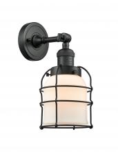  203-BK-G51-CE-LED - Bell Cage - 1 Light - 6 inch - Matte Black - Sconce