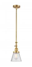  206-SG-G64 - Cone - 1 Light - 6 inch - Satin Gold - Stem Hung - Mini Pendant