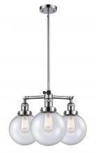  207-PC-G204-8 - Beacon - 3 Light - 22 inch - Polished Chrome - Stem Hung - Chandelier