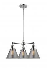  207-PC-G43 - Cone - 3 Light - 22 inch - Polished Chrome - Stem Hung - Chandelier