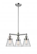  207-PC-G62-LED - Cone - 3 Light - 19 inch - Polished Chrome - Stem Hung - Chandelier