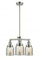  207-PN-G58-LED - Bell - 3 Light - 19 inch - Polished Nickel - Stem Hung - Chandelier