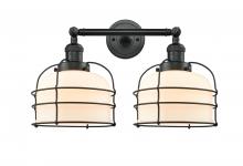  208-BK-G71-CE - Bell Cage - 2 Light - 19 inch - Matte Black - Bath Vanity Light