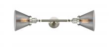  208L-SN-G43-LED - Cone - 2 Light - 8 inch - Brushed Satin Nickel - Bath Vanity Light