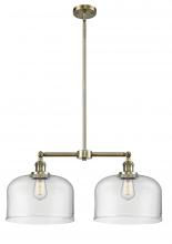  209-AB-G72-L - Bell - 2 Light - 21 inch - Antique Brass - Stem Hung - Island Light