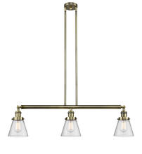  213-AB-G64-LED - Cone - 3 Light - 39 inch - Antique Brass - Stem Hung - Island Light